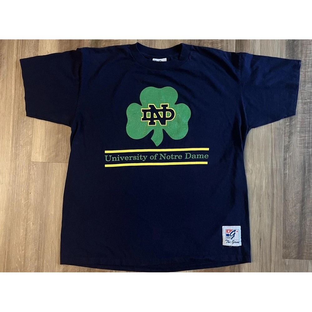 Vintage Notre Dame Fighting Irish Shirt Mens XL Blue NCAA Football The Game 90s